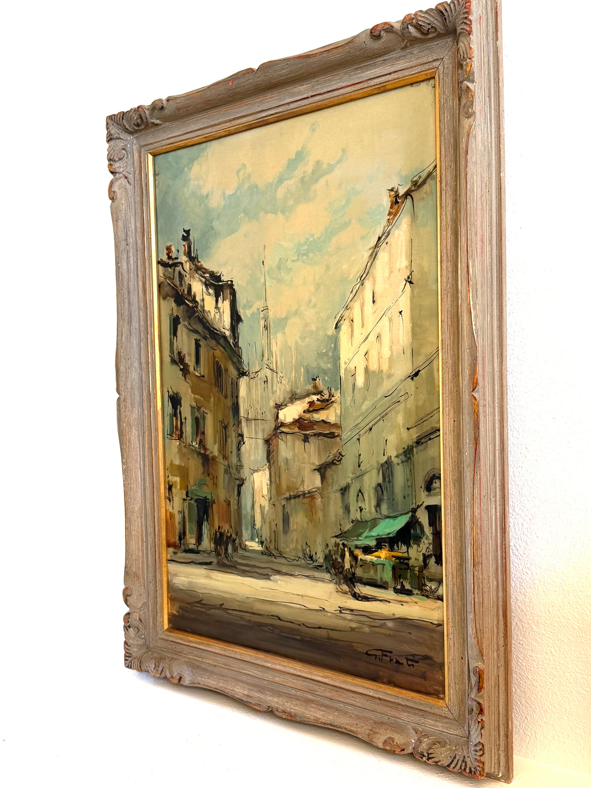 G Frati Italy City Landscape Impressionist Signed Oil on Canvas
