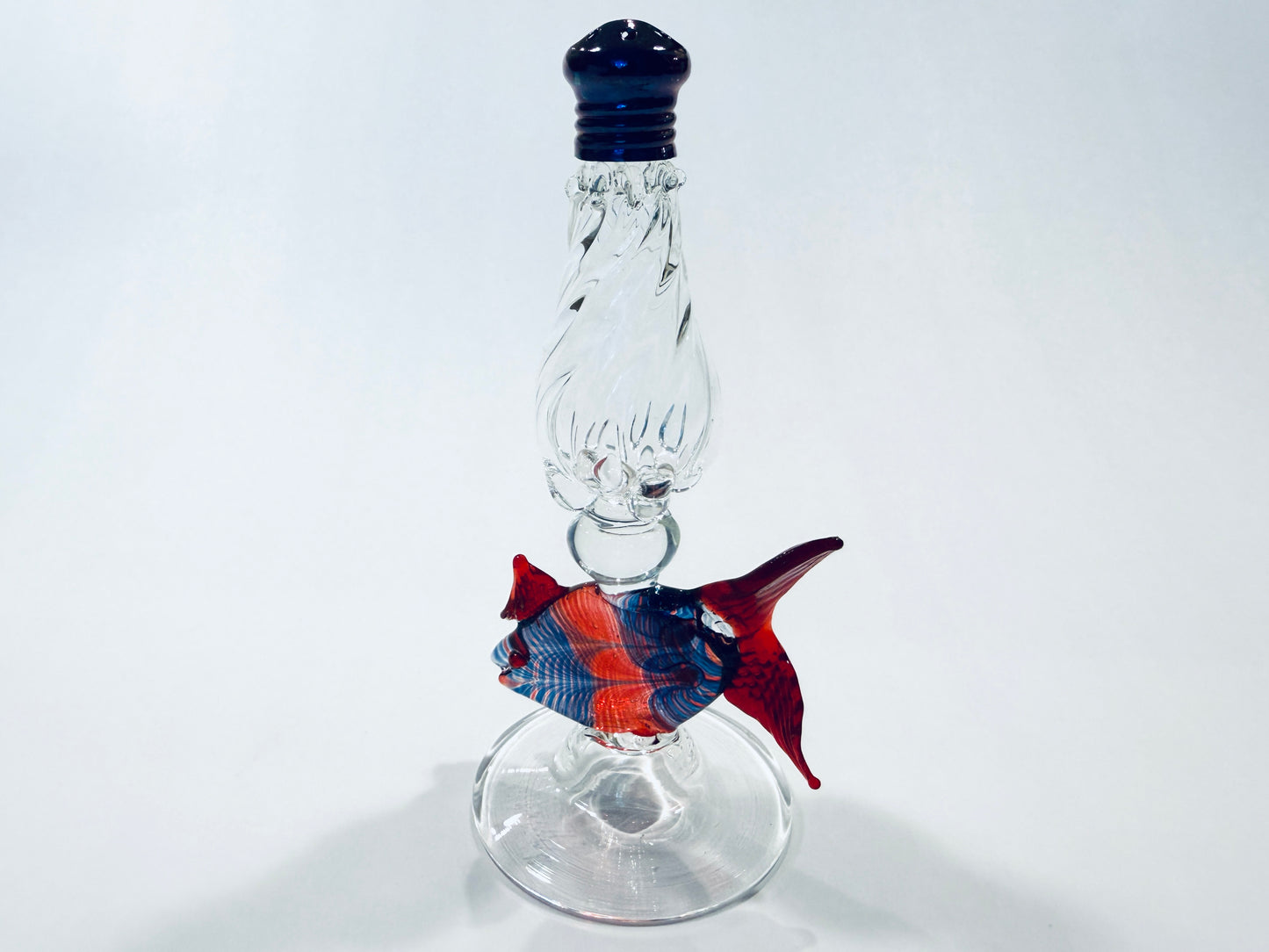 Gazelle Hand Blown Art Glass Colorful Fish Signed Bottle Condiment Shaker