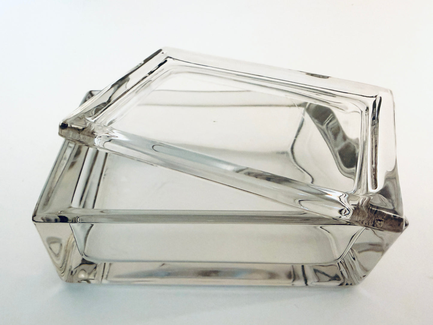 Heisey Pressed Glass Leaf Design Antique Apollo Brass Box