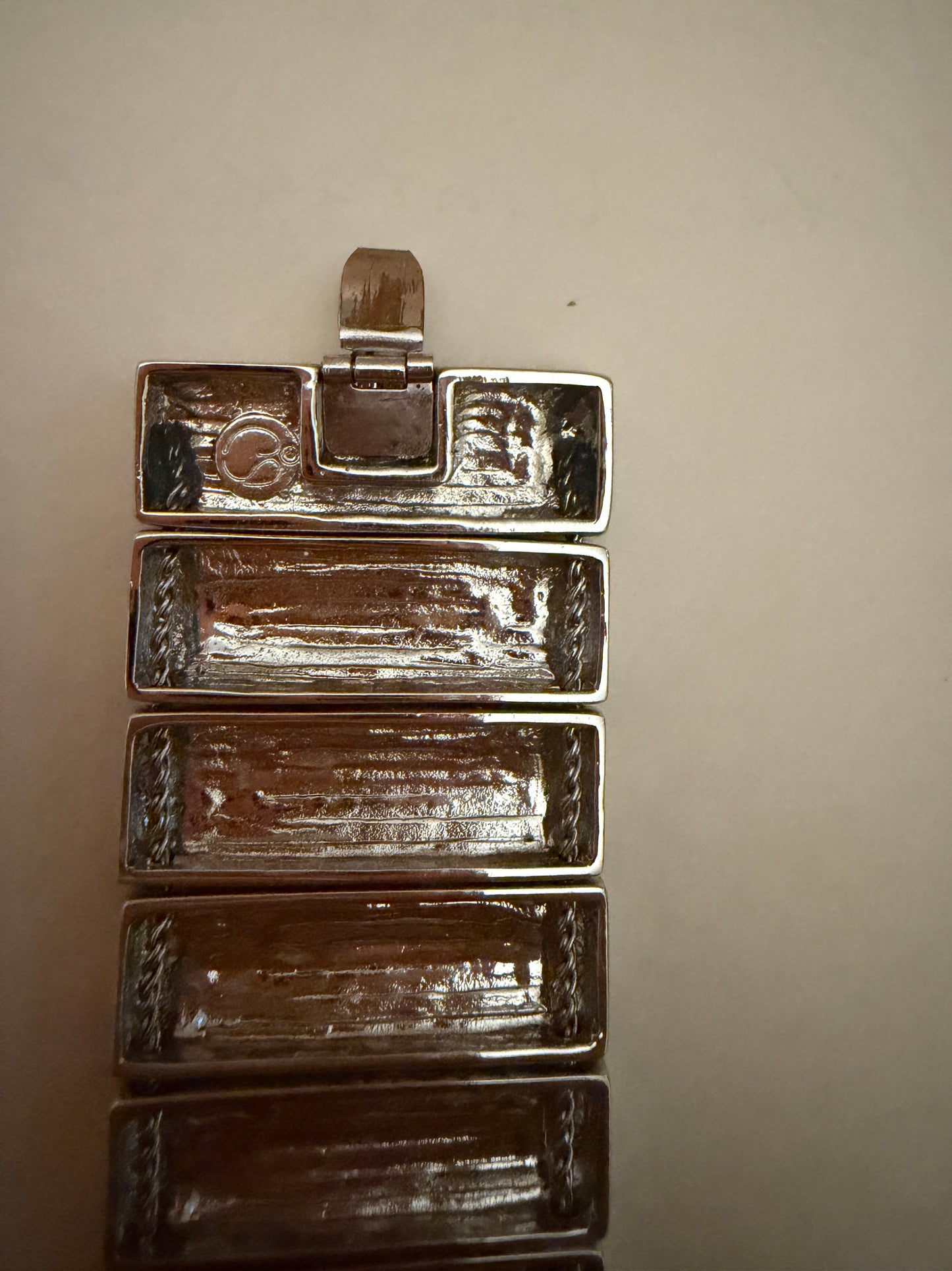 St John Silver Metal Bracelet With Cylindrical Links Hallmarked