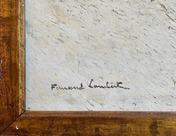 Fernand Alexis Lambert Winter Impressionist Oil On Canvas Medaille Anteiurement