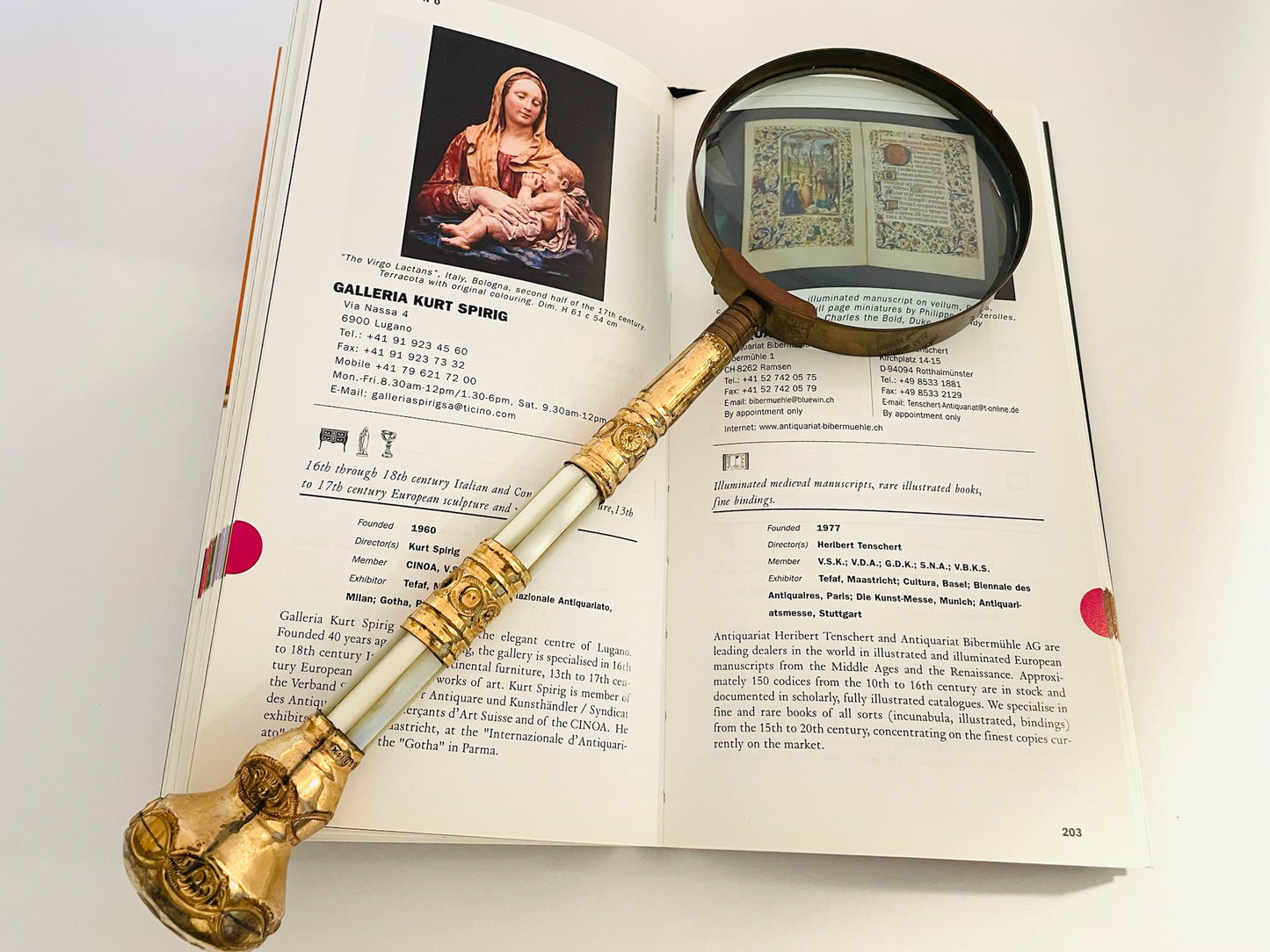 Victorian Rolled Gold Mother of Pearl Magnifier Parasol Handle