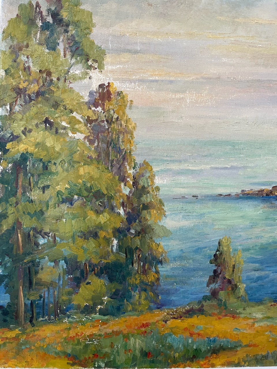 Impressionist Seaview Painting Oil On Stretched Canvas