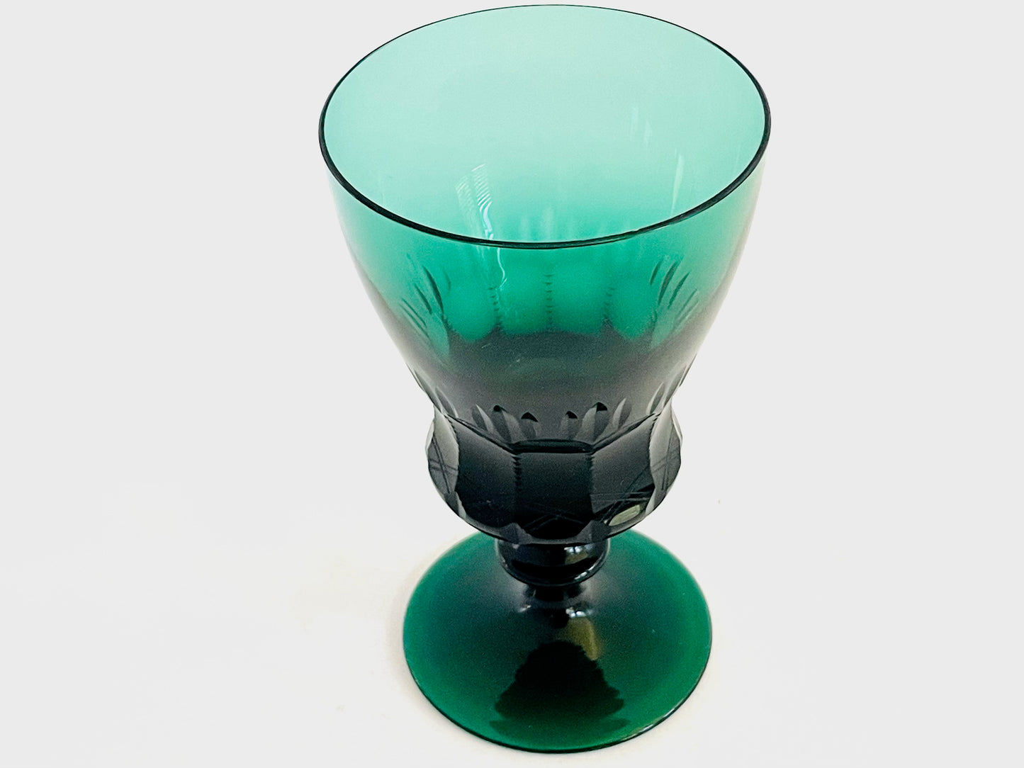 Antique Emerald Green Stem Wine Glass