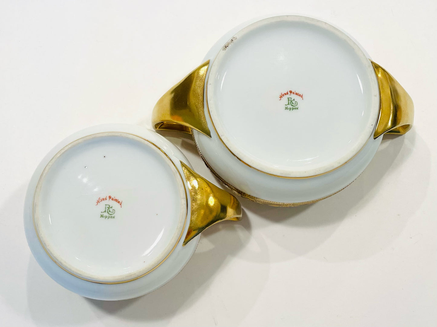 Hand Painted RC Nippon Vintage Gilded Creamer Lidded Sugar Server Set
