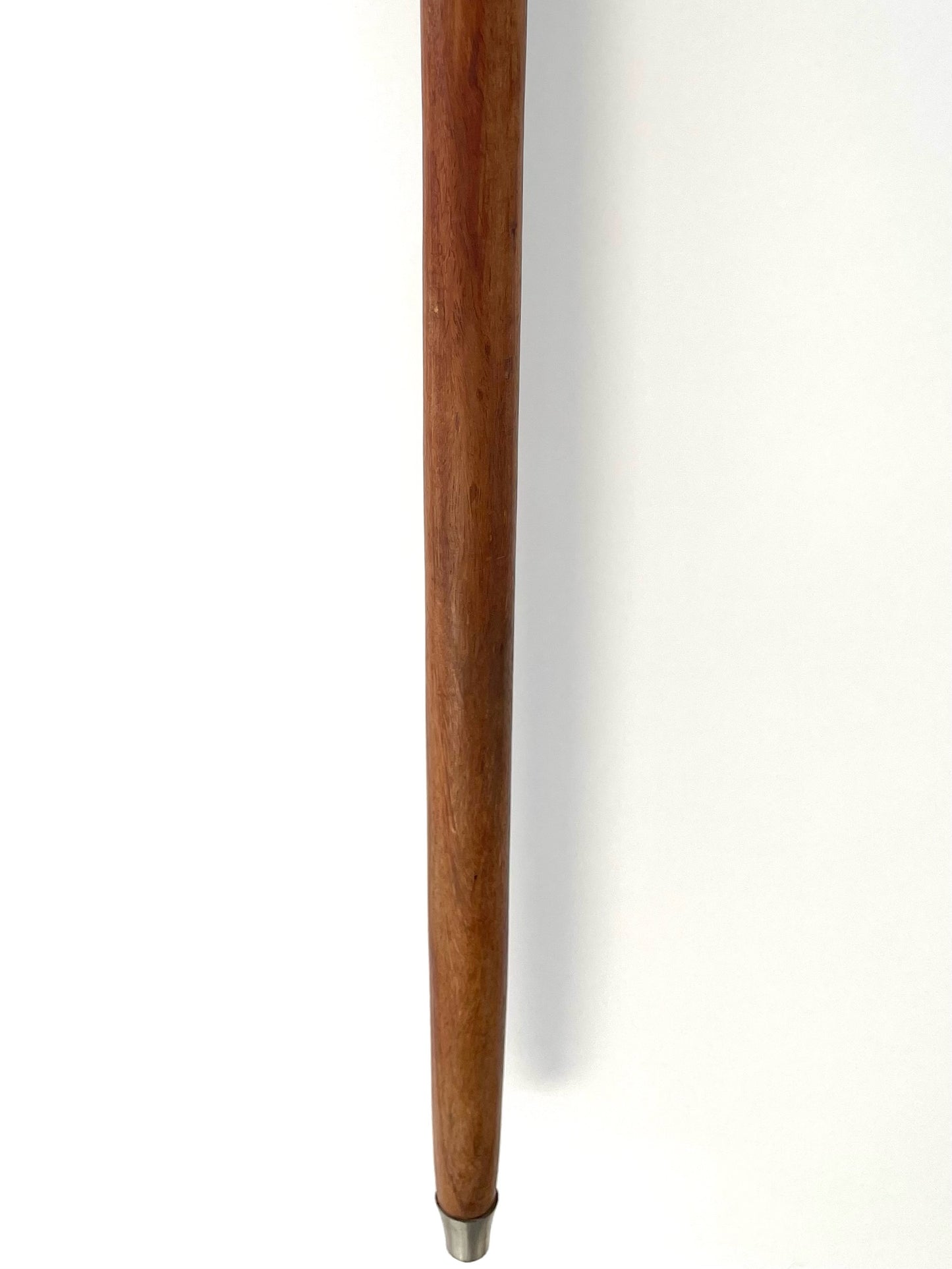 Attribute North African Walking Stick Pewter Handle Metal Stopper Vintage Cane