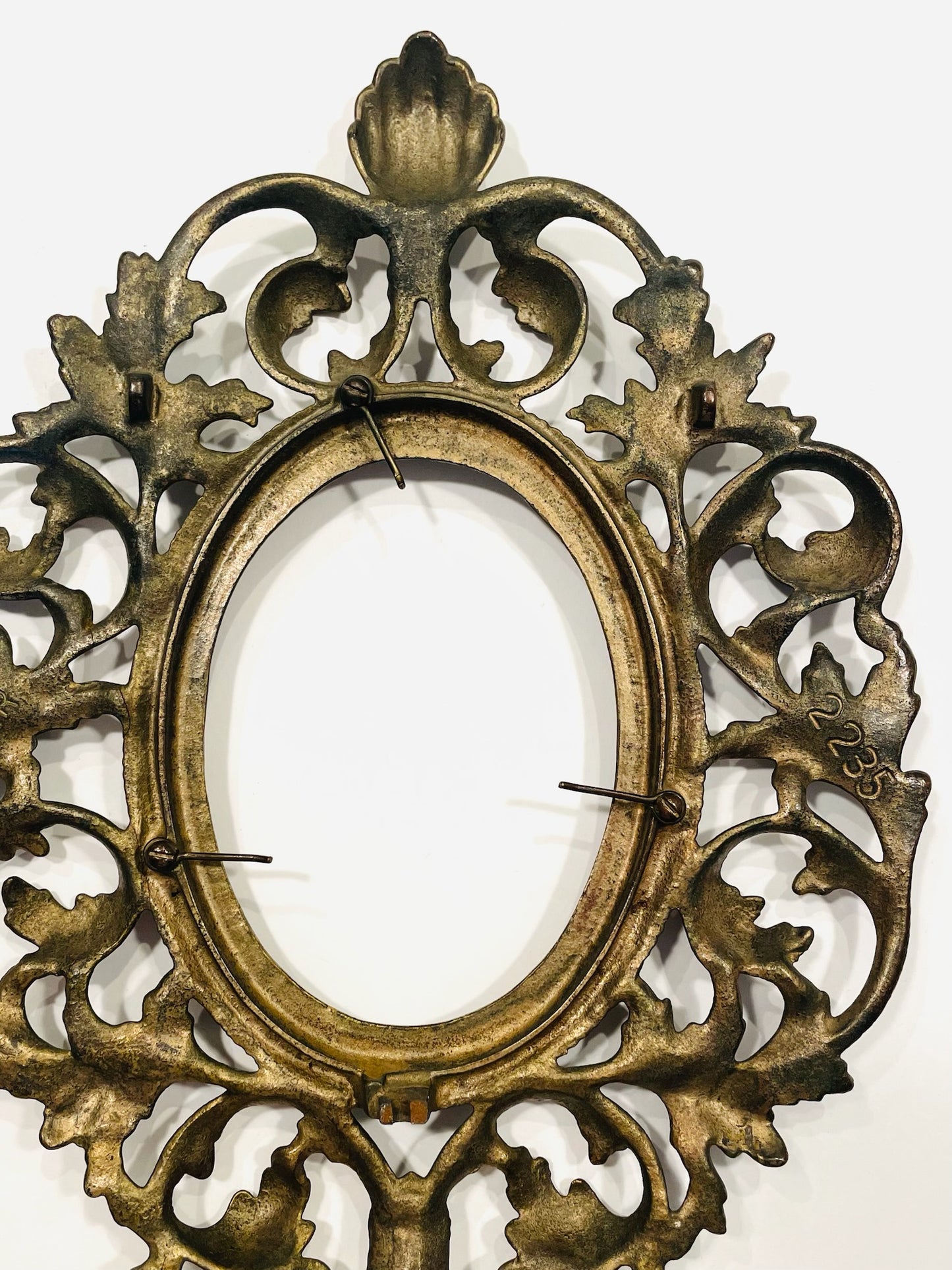 Rococo Style Acanthus Crested Bronze Picture Frame Marked Warner Numbered