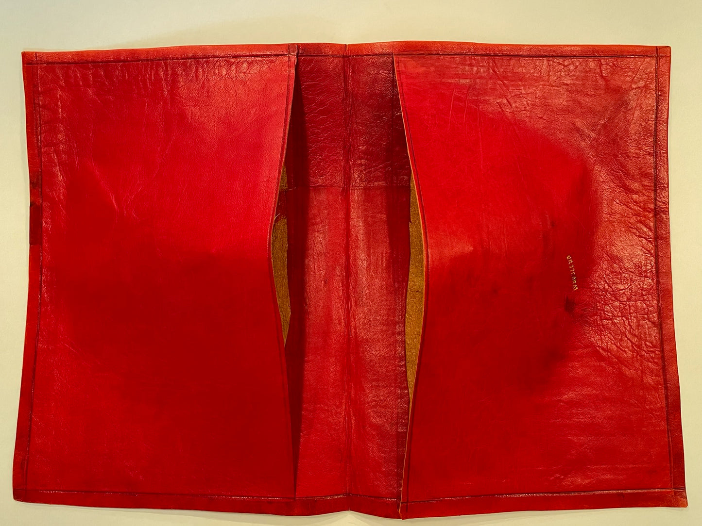 Italian Red Leather Book Cover 22 Carat Gold Star Shields Embossed