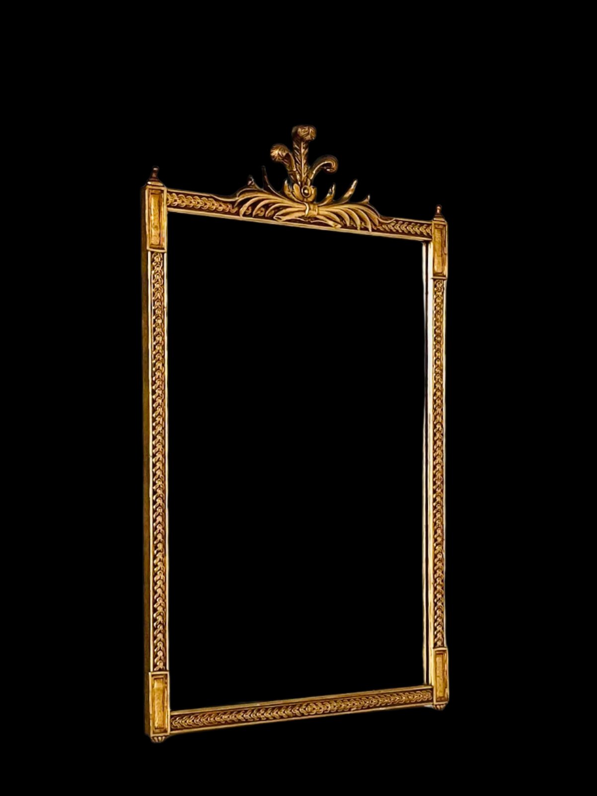 Rococo Style Gold Leaf Crown Florl Crest Wall Mirror