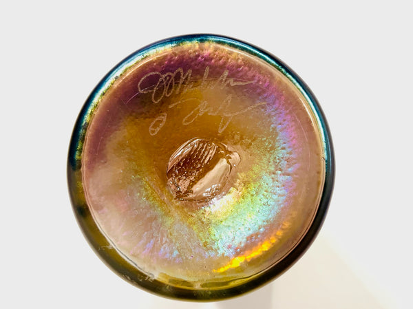Abstract Modern Iridescent Studio Artist Signed Glass Vase