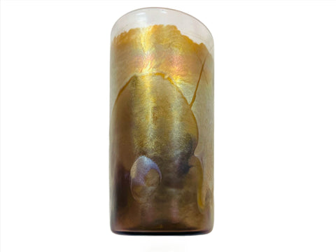 Abstract Modern Iridescent Studio Artist Signed Glass Vase 