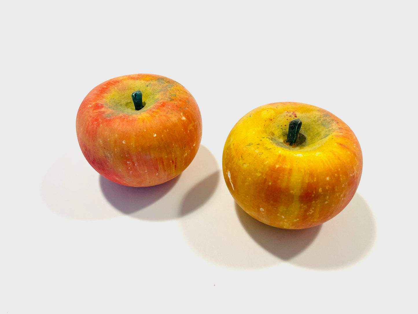 Two Stone Lifesize Stemmed Hand Decorated Apples