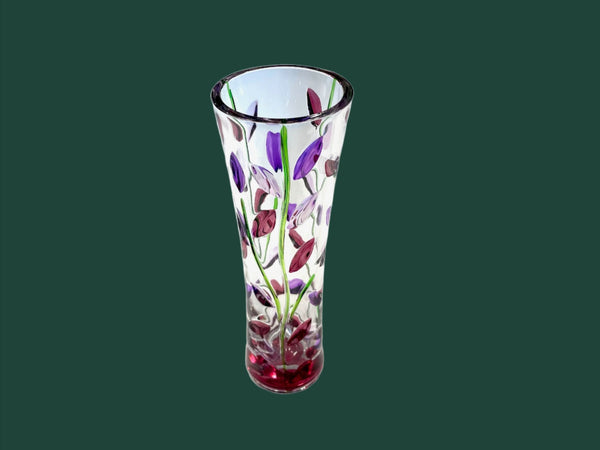 A Venetian Hand Painted Glass Floral Vase Tree of Life
