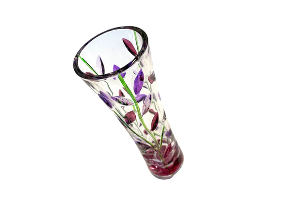 A Venetian Hand Painted Glass Floral Vase Tree of Life