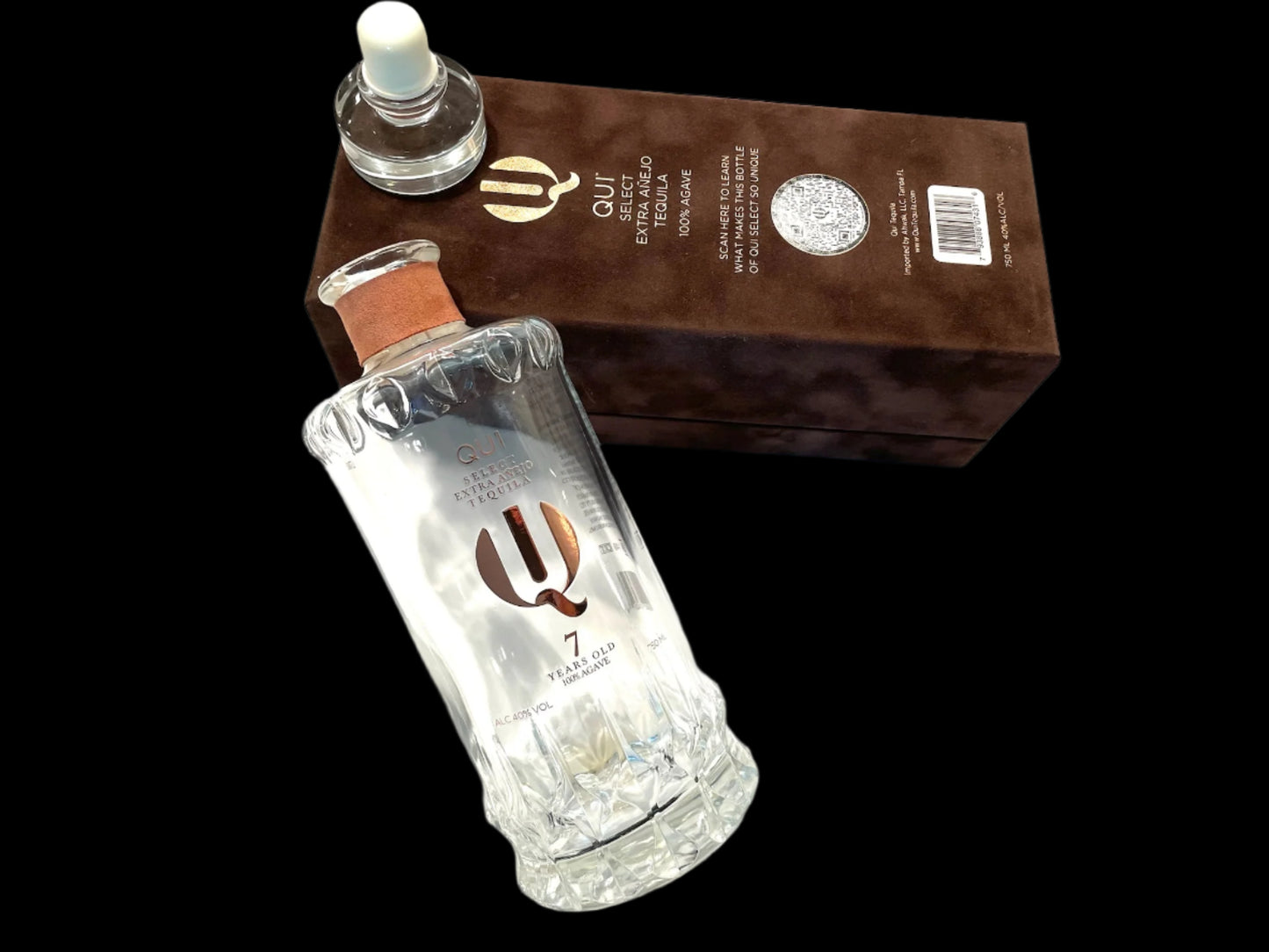 Qui Tequila Bottle In Brown Case