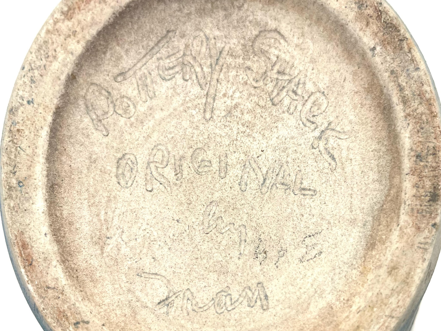 Pottery Shack Original California Signed Texturized Blue Gold Rim Ceramic Vase