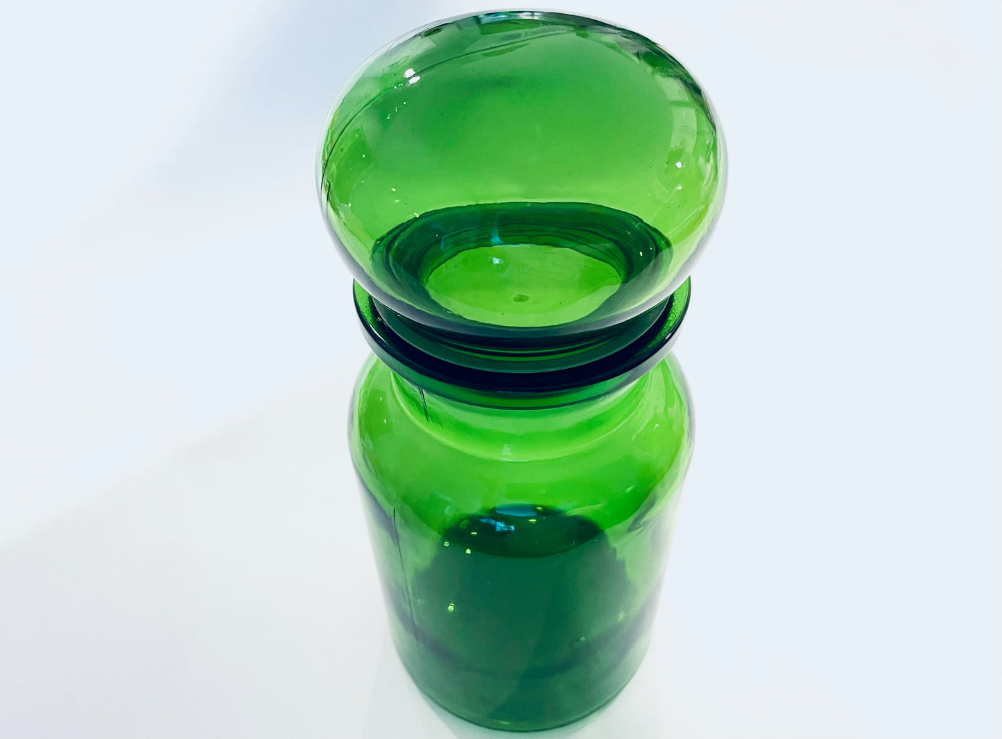 Vintage Green Glass Apothecary Jar Set Made in Belgium
