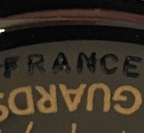 London Lifeguard and Guardsman Black Glass Ashtray Marked France