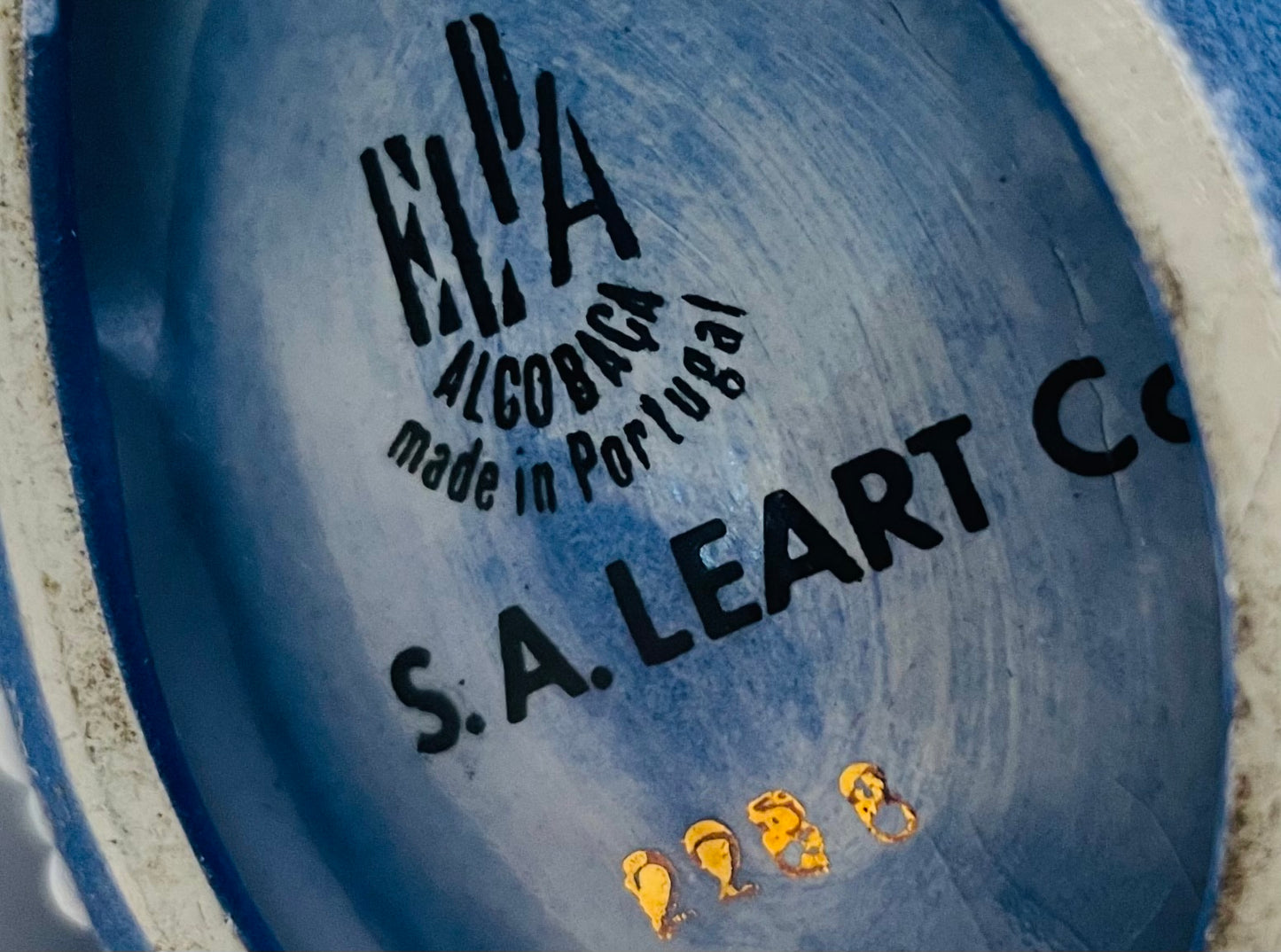 Elpa Alcobaca Blue Mini Basket with Gold Handle Made by SA Leart Co Portugal