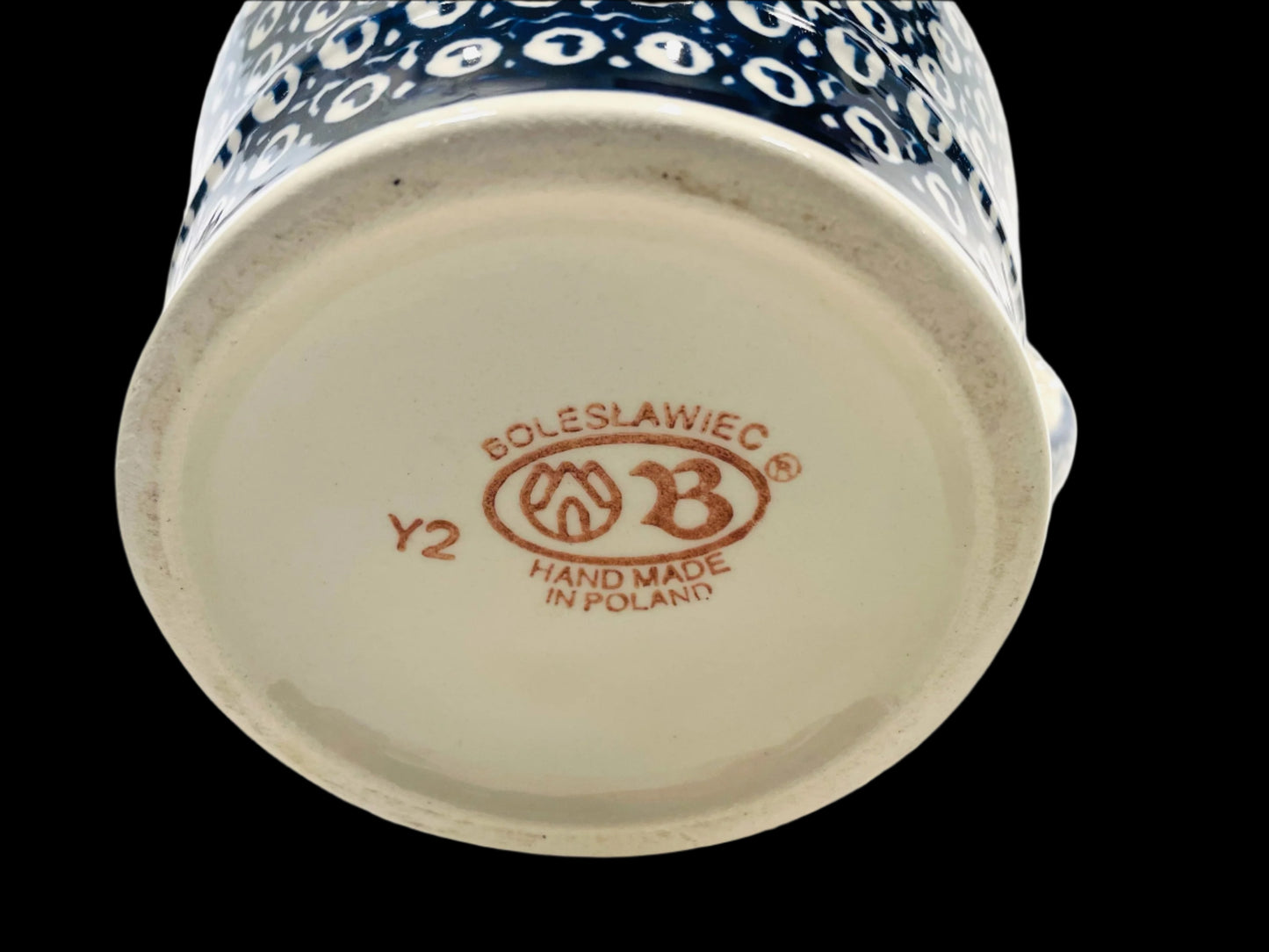 Boleslawiec Pitcher Hand Made Geometric Ceramic in Poland
