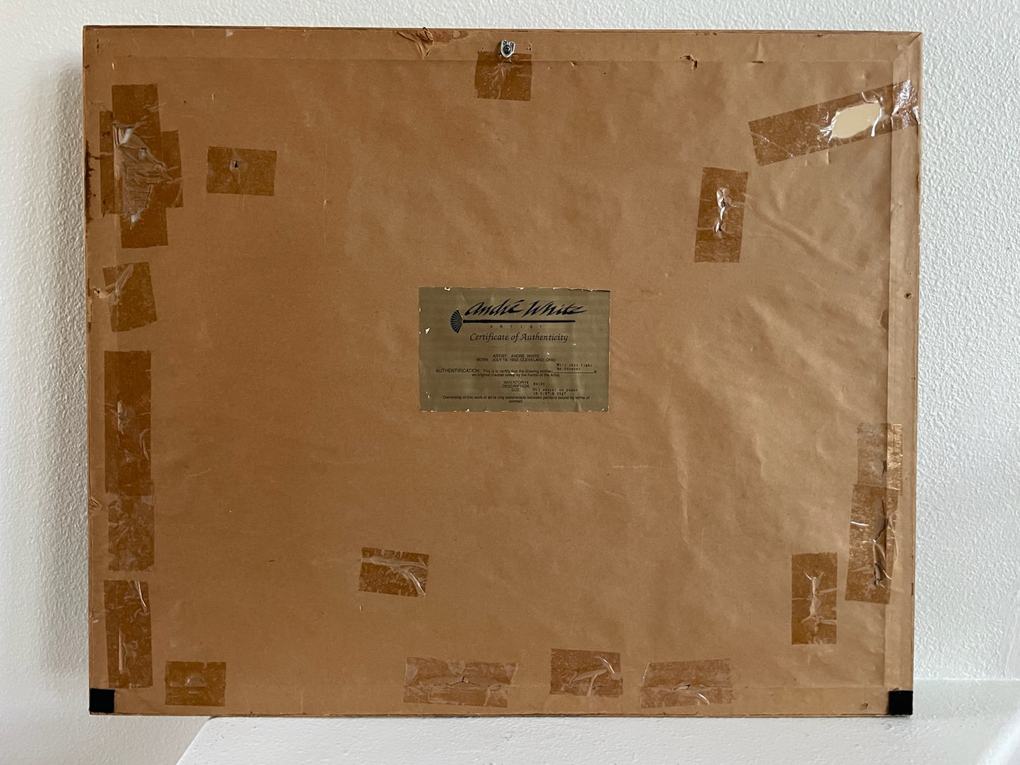 ANDRE Expressionist Two stylized Abstract Figures Signed Watercolor Original Frame