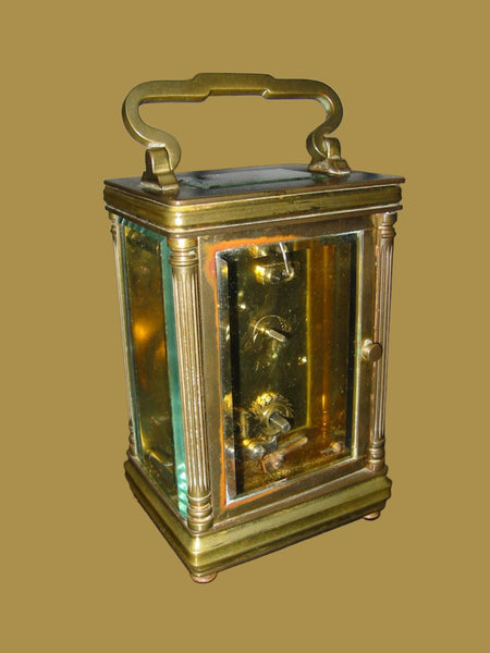 Cambridge France Carriage Winding Clock Brass Case Beveled Glass - Designer Unique Finds 
 - 4