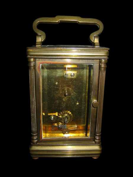 Cambridge France Brass Hand Winding Carriage Clock Beveled Glass Walls - Designer Unique Finds 