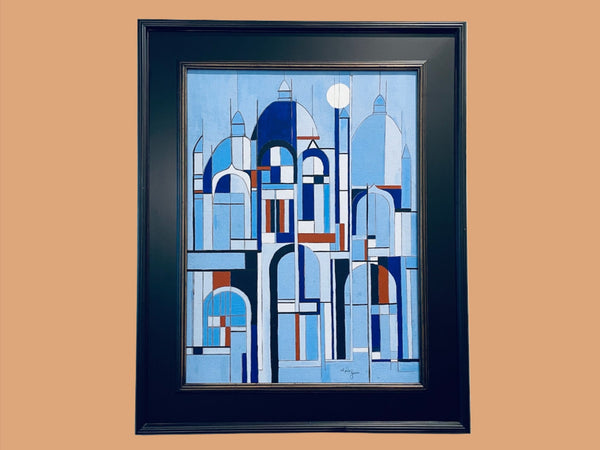Architectural Dimensional Abstract Painting Signed Oil On Canvas
