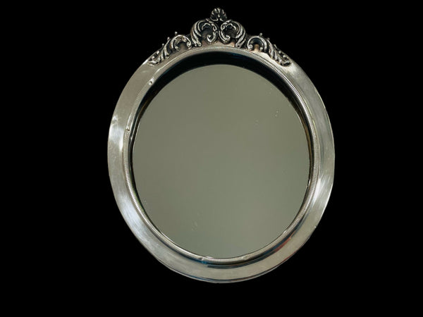 Art Deco Silver Crest Table Mirror Floral Self Stand Hallmarked