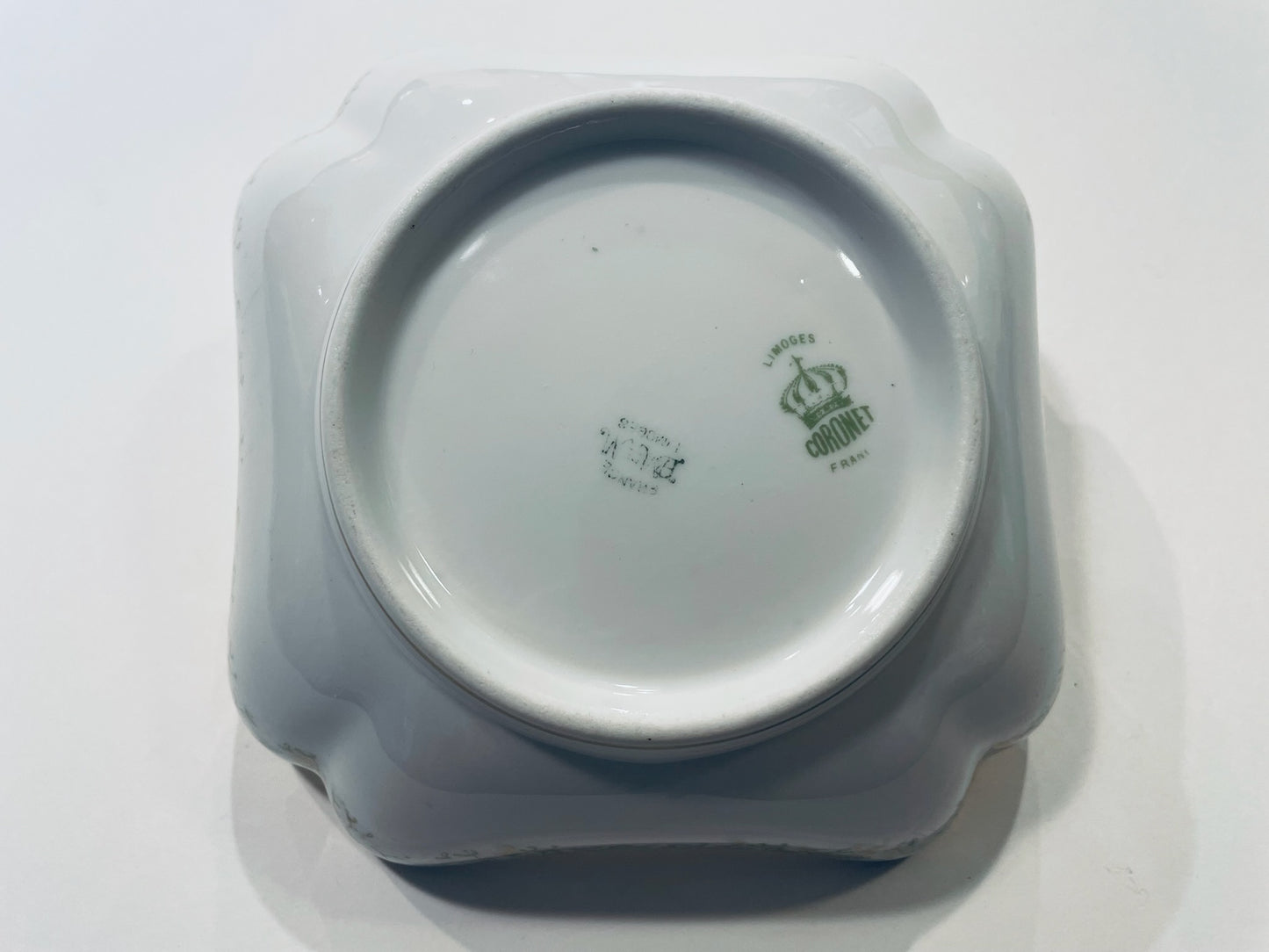 Limoges Coronet France Porcelain Floral Gilding Square Curved Bowl
