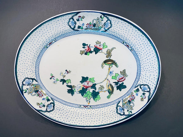 Antique Oval Porcelain Figurative Floral Vegetable Serving Platter