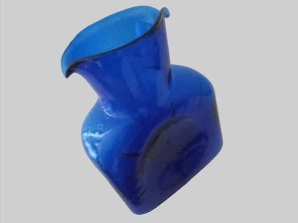 Blenko Cobalt Blue Mid Century Blown Art Glass Vase - Designer Unique Finds 