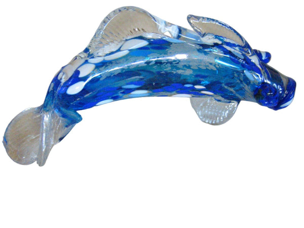 Behrotock Iridescent Blue Glass Signed Fish Sculpture - Designer Unique Finds 
 - 1