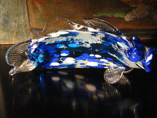 Behrotock Iridescent Blue Glass Signed Fish Sculpture - Designer Unique Finds 
 - 3