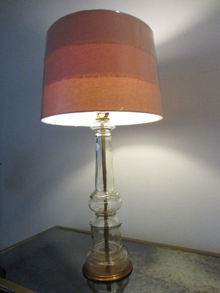 Italian Glass Table Lamp Terracotta Drum Shade