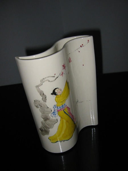 Barbara Baatz Ceramic Geisha Vase Signed Copyrighted - Designer Unique Finds 
 - 3