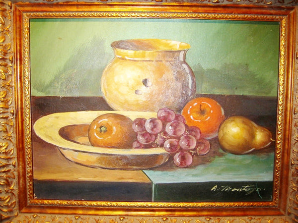 A Montoya Spanish Still Life Fruits Oil On Canvas - Designer Unique Finds 
 - 1