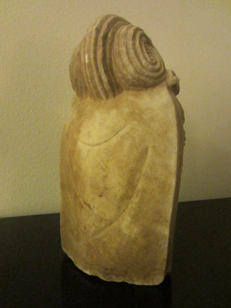 Asian Stone Carved Shiva Style Alabaster Head Bust Signed Sculpture - Designer Unique Finds 
 - 7