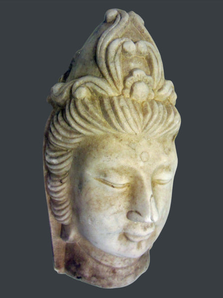 Asian Stone Carved Shiva Style Alabaster Head Bust Signed Sculpture - Designer Unique Finds 
 - 4