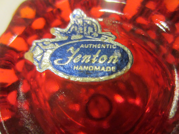 Authentic Fenton Handmade Hubnail Ruby Glass Japan Brass Lighter - Designer Unique Finds 