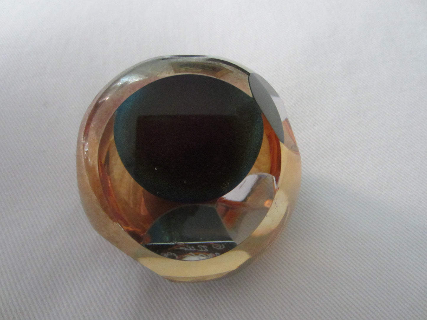 Modern Copper Signature Glass Paperweight Pen Hold Shimmer Insert