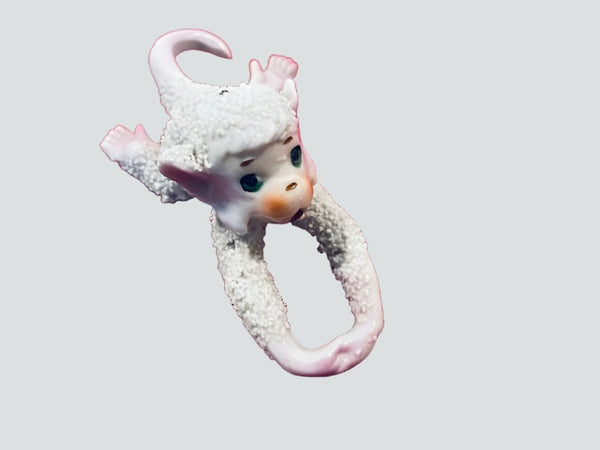 Baby Monkey Mid Century Modern Hand Decorated Texturized Porcelain Figurine