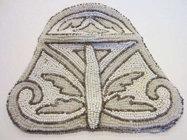 Art Deco Micro Beads Crochet Clutch Hand Made in France Beaded Handle - Designer Unique Finds 