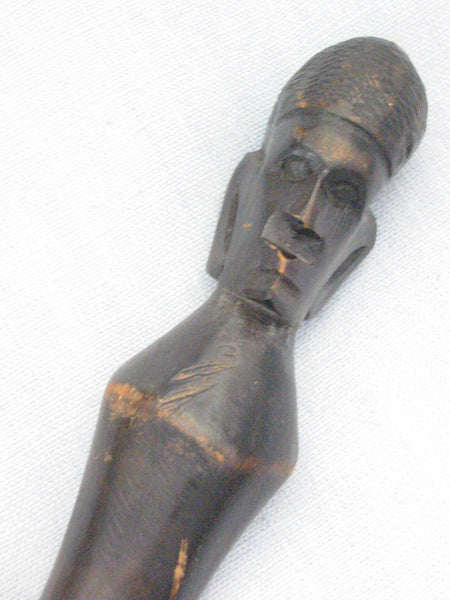 African Head Tribal Cane Hand Carved Snake Folk Art Walking Stick - Designer Unique Finds 
 - 2