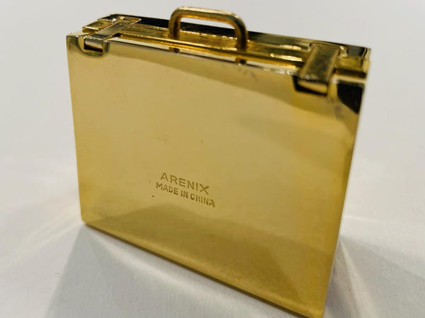 Arenix Miniature Briefcase Clock Folding Brass Photo Frame Japan Movement