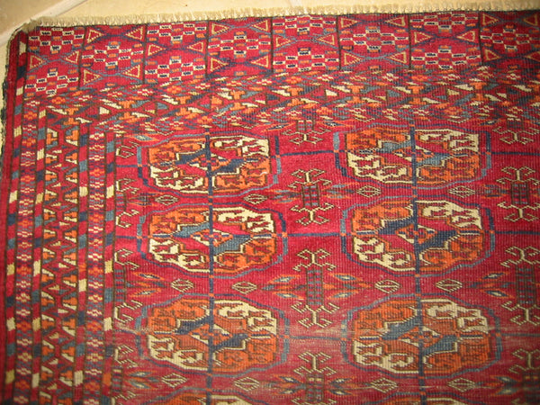 Turkman Bokhara Tekke Area Rug 20th Century Wool On Wool - Designer Unique Finds 