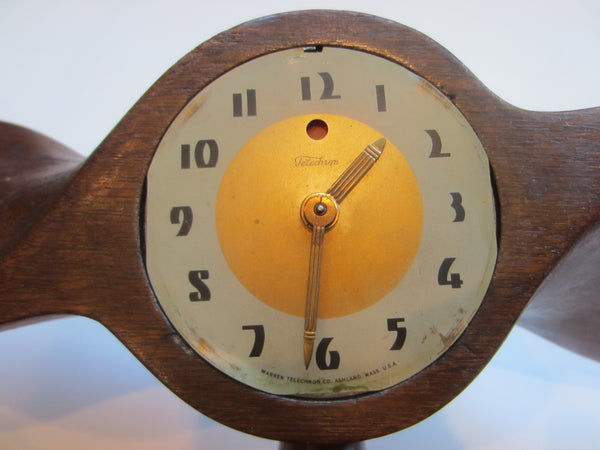 Art Deco Telechron Propeller Plug In Mahogany Decorative Clock