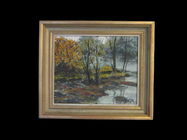 Autumn Landscape Impressionist Painting On Board Signed Winston