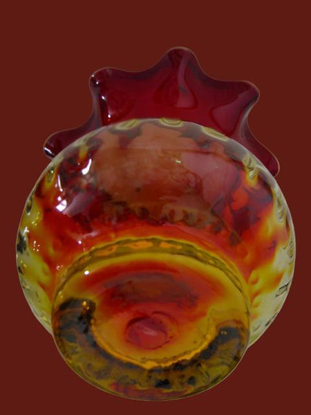New England Amberina Blown Glass Vase Ruffle Ribbed Design - Designer Unique Finds 
 - 3