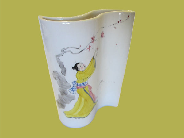 Baatz Ceramics A Signed Original Abstract Hand Painted Figurative Vase